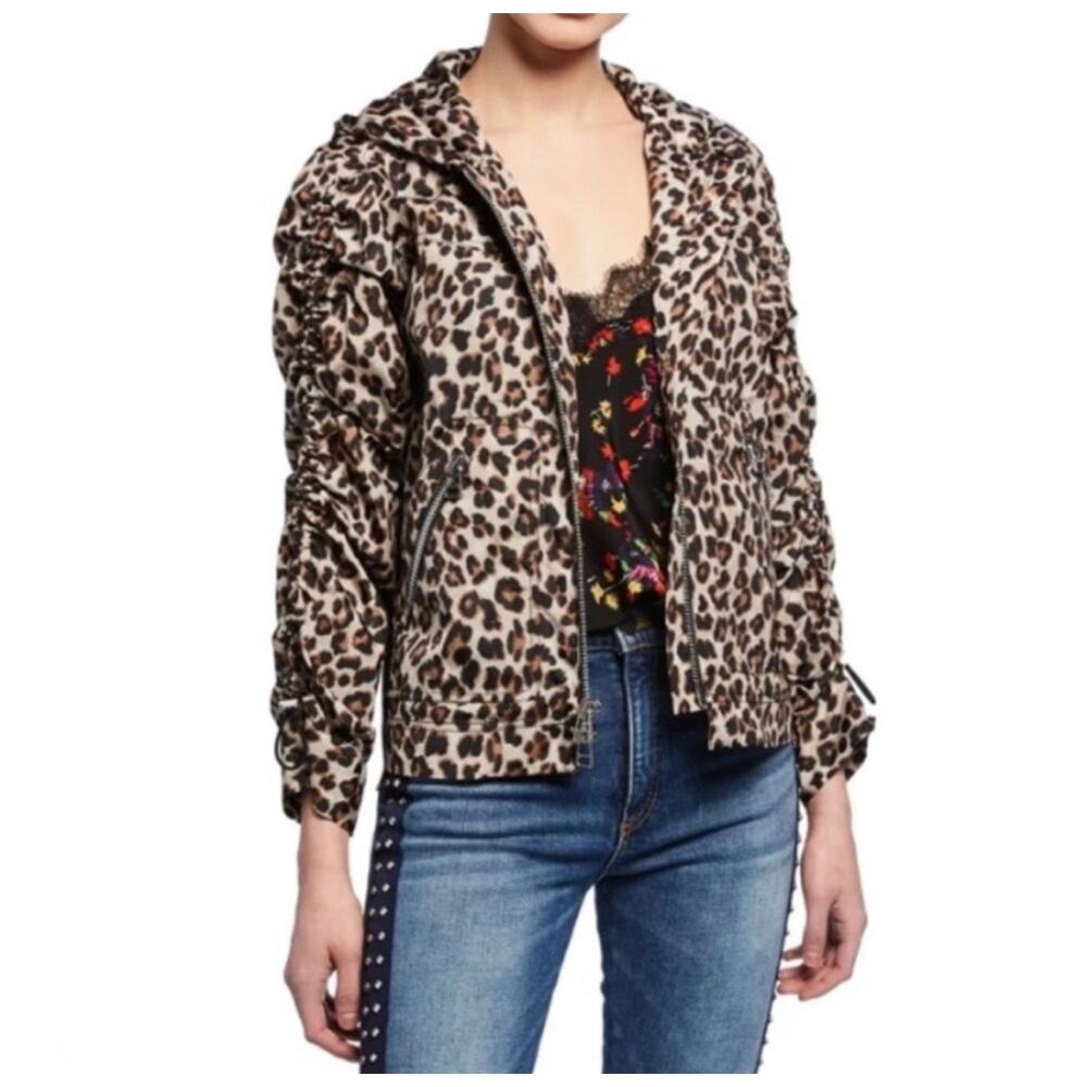 Veronica Beard Sibila Leopard Print Anorak Jacket Brown Multi Size S Hooded - Picture 1 of 15